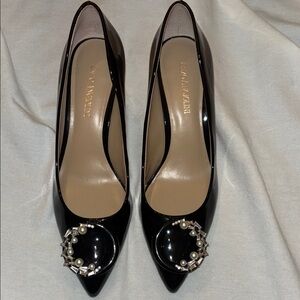 Enzo Angiolini Black Heels with Pearl Embellishment